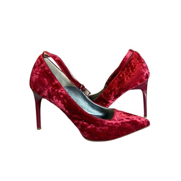 Oscar de la Renta Red Velvet Mary Jane Heels – Size US 6 / EU 36 - Picture 10 of 11